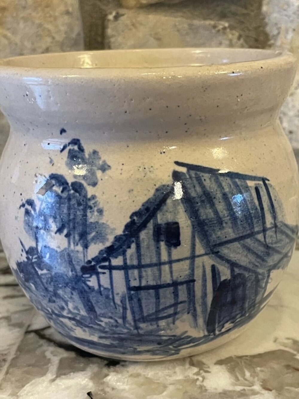 Paul Storie Pottery Open Sugar Crock Bowl Blue Barn Marshall, TX